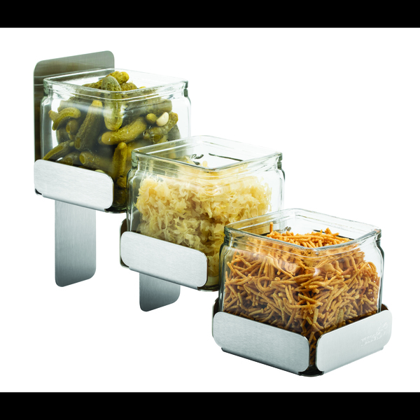 Rosseto Serving Solutions 3 Level Stainless Steel Condiment Station with 3 Glass Jars, 1 EA SM324